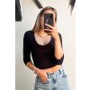 Vrúbkovaný basic crop-top čierny