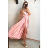 Ružové dlhé lesklé šaty