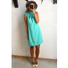 Šaty v rovnom strihu s viazaním mentolkové