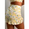 Kvetinové šórtky s vysokým pásom žlté