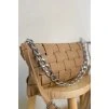 Preplietaná crossbody kabelka béžová