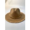 Slamený klobúk s roztrapkaním hnedý