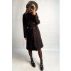 Čierny kabát s viazaním čierny