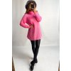 Predĺžený sveter s vlasom ružový