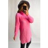 Predĺžený sveter s vlasom ružový
