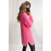 Predĺžený sveter s vlasom ružový