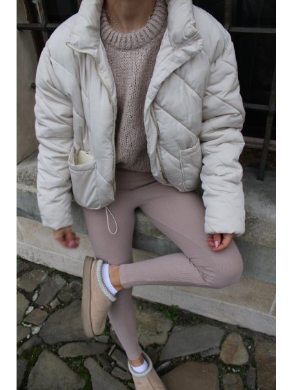 Dámske rebrované legíny - LATTÉ