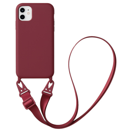 iphone kryt s popruhem tmave cervena