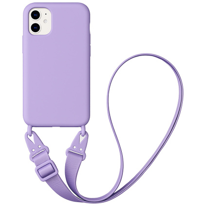 iphone kryt s popruhem svetle fialova