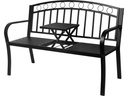 Lavička PEGI, záhradná so stolčekom, kovová 127x53x84 cm