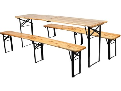 Set pivný DORTMUND Max3 Slim, stôl 220x50x76,5 cm, 2x lavica 220x25x46,5 cm, drevo 27 mm