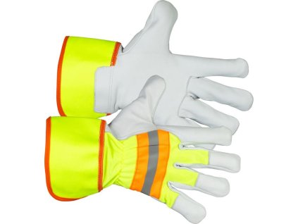 Rukavice Strend Pro Janus High Vision, textil/koža s reflexnými prvkami, veľkosť 10/XL, blister