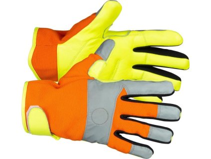 Rukavice Strend Pro Caveron High Vision, textil/koža s reflexnými prvkami, veľkosť 10/XL, blister