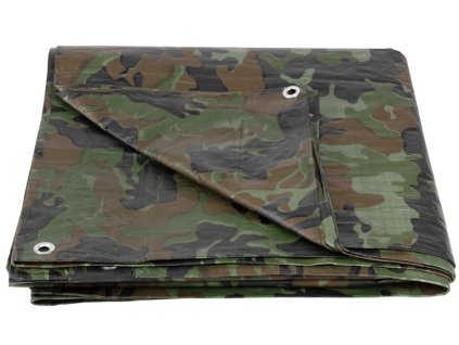 Plachta Tarpaulin Khaki 4x6 m, 80 g/m, zakrývacia, oliva/kamufláž, s okami