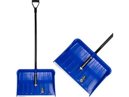 Odhrňovač ALPINUS ERGOMETAL, 550x385/1460 mm, na sneh, modrý, s kovovou násadou, kov. lišta, mix farieb, ZMONTOVANÝ
