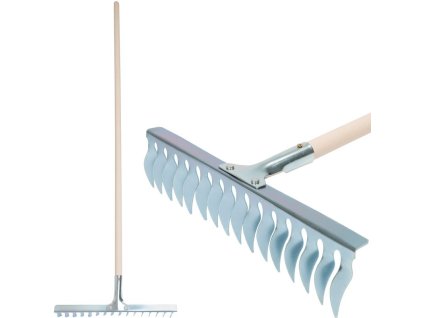 Hrable na trávnik Strend Pro R108A.WH, 16 zubé, prevzdušňovacie, vertikutačné, drevená násada