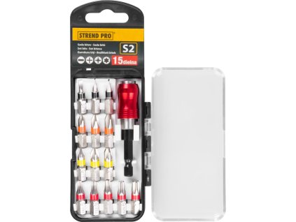 Sada bitov Strend Pro EVE-12077 • 15 dielna, L-25 mm, S2 + držiak bitov