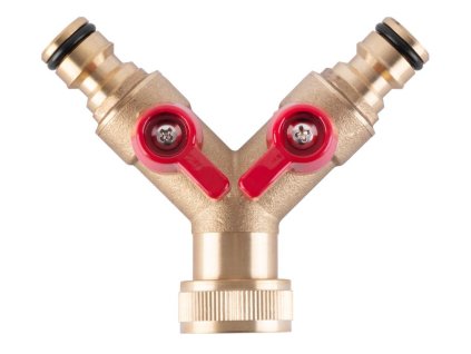 Rozbočovač GF123, 3/4", typ Y, bajonetový, spojka 2-way, s ventilmi, kovový, záhradný, na hadicu