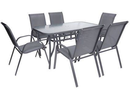 Set terasový ANTOINE, 1x stôl, 6x stolička, ShadowGray