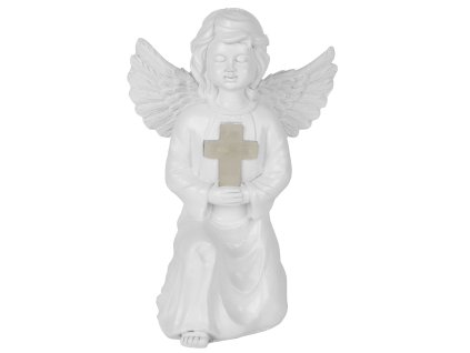 Dekorácia Strend Pro Gecco, anjel, 15x12x22 cm, polyresin, solárna, na hrob, 1 LED, AA