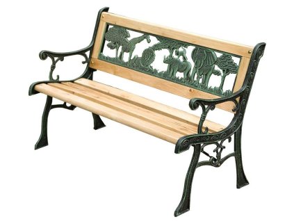 Lavička záhradná MINI JUMANJI, kov/drevo, malá, 82 x 39 x 50 cm