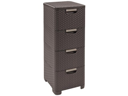 Komoda Curver® STYLE 4x šuflik, tmavohnedá, 33x79x38 cm
