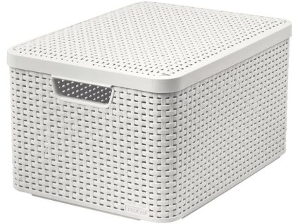 Košík s vekom Curver® STYLE2 LID L, krémový, s vekom, 45x25x33 cm