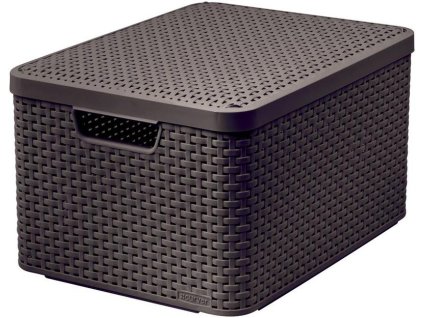 Košík s vekom Curver® STYLE2 LID L, tmavohnený, s vekom, 45x25x33 cm