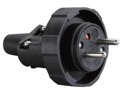 Vidlica do zásuvky Strend Pro, na predlžovací kábel, 230V, IP65, 16A, guma, čierna