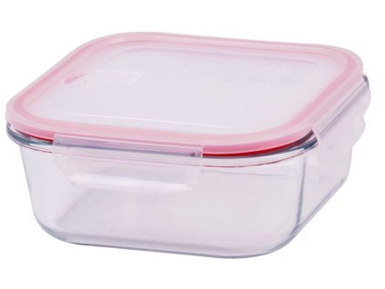Dóza MagicHome BSG1, 1100 ml, sklenená, štvorcová, 180x180x70 mm, borosilikátové sklo/PP, Clip