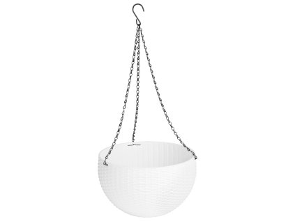 Kvetináč Strend Pro Modern, visiaci, závesný, biely, 26x16cm, s retiazkou a vešiakom