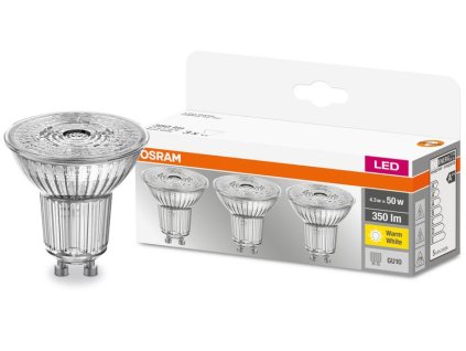 Žiarovka OSRAM® BASIC LED GU10 50 (ean8392) 36° 4,3W/840 4000K MULTIPACK, sklo, Star CLASSIC