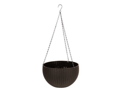 Kvetináč Strend Pro Modern, visiaci, závesný, hnedý, 26x16cm, s retiazkou a vešiakom
