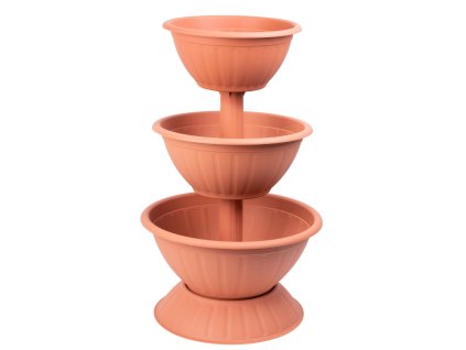 Kvetináč Strend Pro PYRAMID, trojpodlažný, 79 cm, terakota