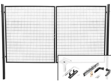 Brána Strend Pro METALTEC DUO, 3580/1950/100x50 mm, antracit, dvojkrídlová, záhradná, ZN+PVC, RAL7016