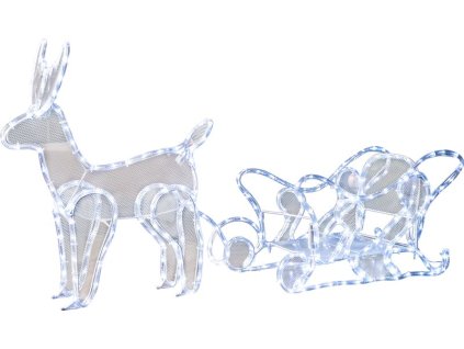 Dekorácia MagicHome Vianoce, Sob so saňami, 312x LED studená biela, 230V, 50 Hz, exteriér, 59x132x30 cm