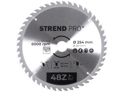 Kotúč Strend Pro TCT 254x3.0x30/20 mm 48T, na drevo, pílový, SK plátky