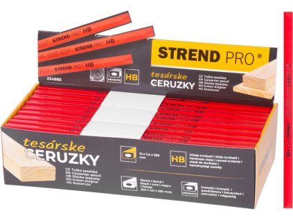 Ceruzka Strend Pro, tesárska, 250 mm, hranatá, čierna tuha, Sellbox 72 ks
