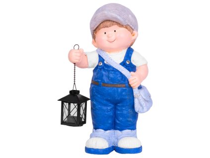 Dekorácia MagicHome, Chlapček s lampášom, keramika, 22,5x16x41 cm
