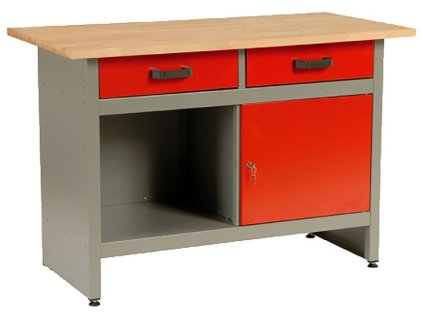 Stôl 1 US, pracovný, oceľový plech, 2x zásuvka, 1215 x 615 x 800 mm