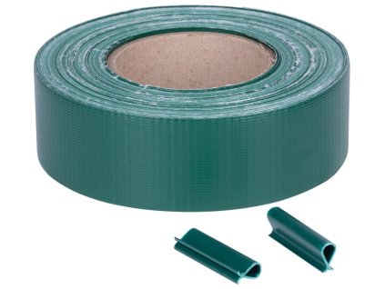 Páska Strend Pro EUROSTANDARD, 47,5 mm, L-35 m, tieniaca, zelená, krycia, na plotové panely, s 20 klipsami, 450g/m2, PVC, RAL6005