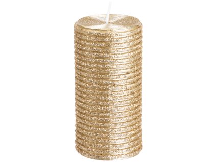 Sviečka MagicHome Vianoce, 5x9,5 cm, valcová, šampaň, s glitrami
