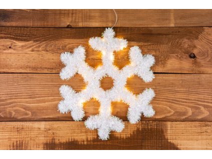 Vločka MagicHome Vianoce, 20x LED, teplá biela, 2xAA, časovač, 43 cm