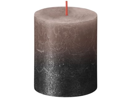Sviečka Bolsius Rustic, valcová, Vianoce, Sunset Creamy Caramel+ Anthracite, 80/68 mm