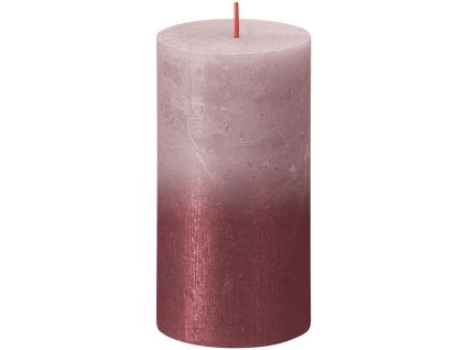 Sviečka Bolsius Rustic, valcová, Vianoce, Sunset Ash Rose+ Red, 130/68 mm