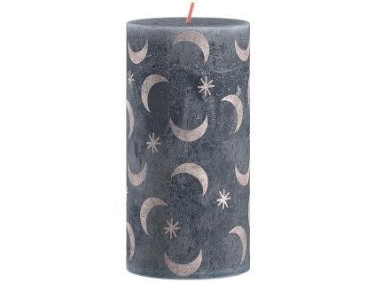 Sviečka Bolsius Rustic, valcová, Vianoce, Slate Blue, 130/68 mm