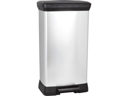 Kôš Curver® DECO PEDAL BIN, 50 lit., 39x29x73 cm, čierny/strieborný, na odpad, s pedálom