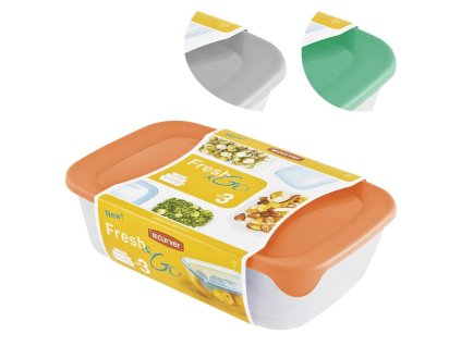Dóza Curver® Set Rectangular, sada 3 ks, 500/1000/2000 ml, mix farieb mint/sivá/broskyňová