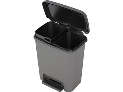 Kôš KIS Compatta recycling, 2x 11 lit., čierny/sivý, 28x38x43 cm, na odpad, s pedálom