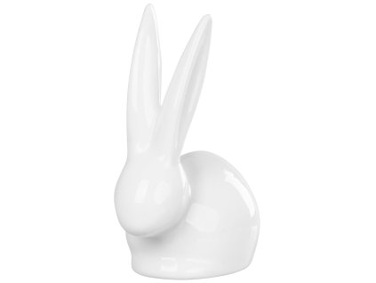 Dekorácia MagicHome, Zajačik s dlhými ušami, biely, porcelán, veľkonočný, 10,1x6,5x13,1 cm